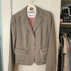 Rebecca Taylor Gray Blazer with Pink Trim